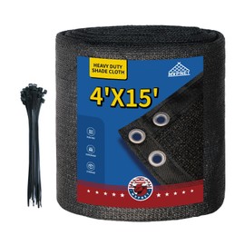 MVPNET 4x15Ft Garden Privacy Fence Screen, 180GSM Heavy Duty 90% Blockage Windbreak Mesh Tarp with Reinforced Edges & Anti-Rust Grommets, Includes Zip Ties for Garden, Yard, Backyard, Outdoor, Mocha