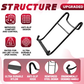 MYUDEGEAS 2-Pack Dumbbell Spotter Hooks, Dumbbell Hooks with 250 lbs Load for Bench Press, Chest & Shoulder Workouts with Wrist Straps, Storage Bag,Safety Connector Perfect for Hanging Dumbbells