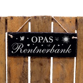 Grandpa's pensioner bank sign slate engraving – grandpa – decorative sign retirement garden bench pensioner 22 x 8 cm