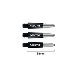 WINMAU Dart Shaft - Vecta Polycarbonate Dart Stems - 1 Set per pack (3 darts Shafts in total) - Professional Darts Accessories - Black and Silver Short Shafts