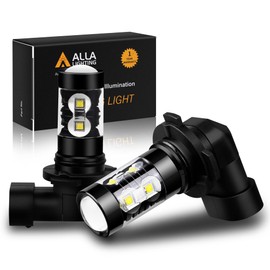Alla Lighting 2400 Lumens 9006 HB4 LED Fog Lights Bulbs, 6000K Xenon White Super Bright Fog Lamps Replacement for Cars, Trucks