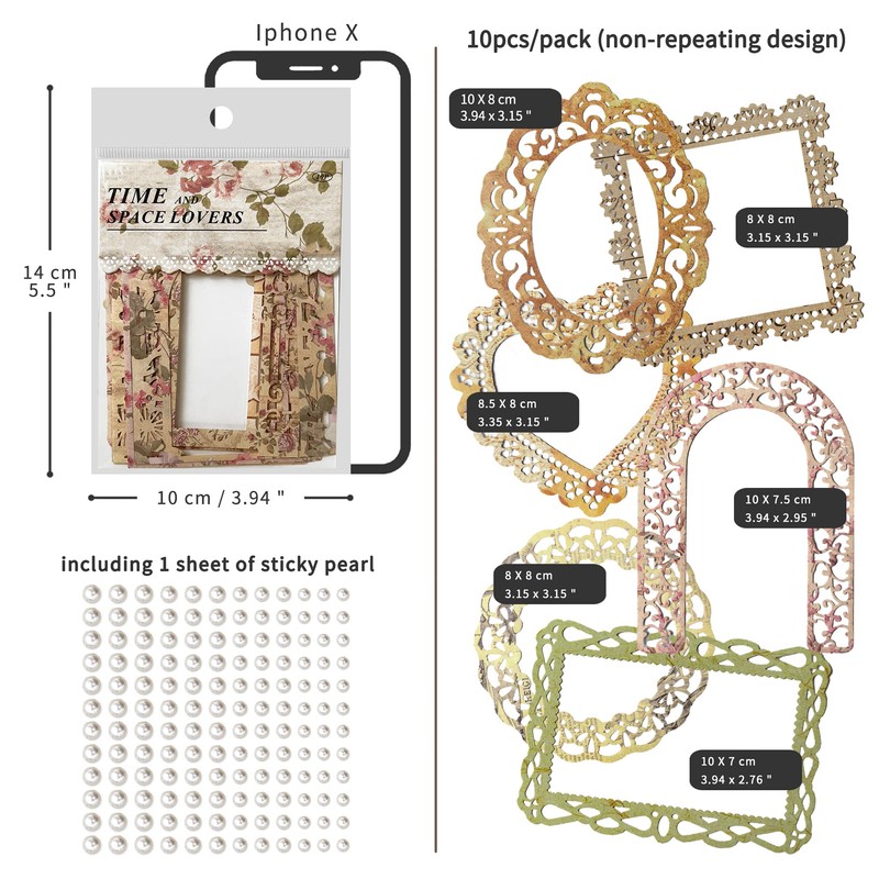 6 パック紙レース カット アウト ビンテージ レース紙フレーム装飾紙ダイカット紙ボーダー パターン印刷紙レース Doily のスクラップブッキングのジャーナリングカードメイキング・クラフト (Dream)