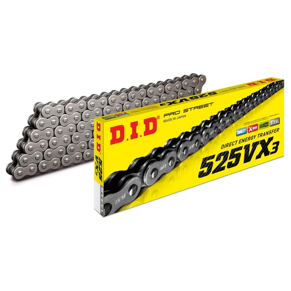 DID (525VX3X118ZB) Steel 118 Link High Performance VX Series X-Ring Chain with Connecting Link