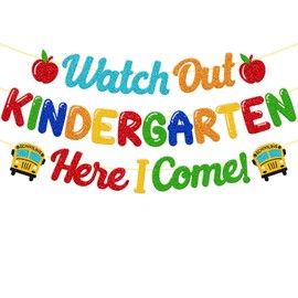 Welcome to Kindergarten Banner Watch Out Kindergarten Here I Come Decoration First Day of School Theme Welcome Back to School Classroom Décor Glitter Party Supplies