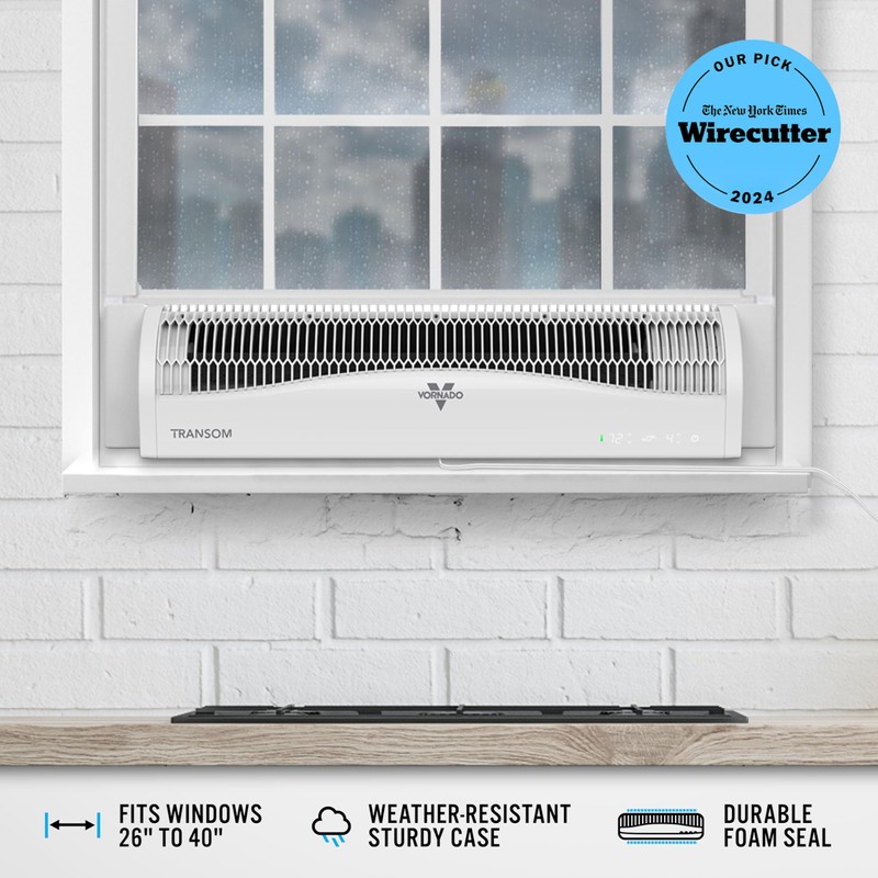 Vornado TRANSOM Window Fan with 4 Speeds, Remote Control, Reversible