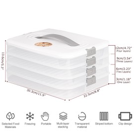 Liatinbo 4-Layer cookie carrier with lid and handle,dessert carrier dumpling container cookie transport storage container (4-Layer white)