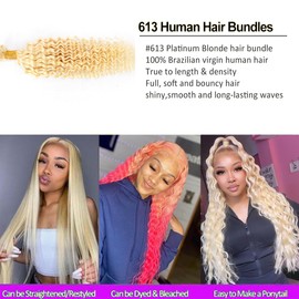 Jreitsere Bundles Human Hair Extensions 613 Body Wave 1 Boule 100 g Knitted Blonde 613 100% Remy Human Hair Body Wave Hairstyle 26 Inches