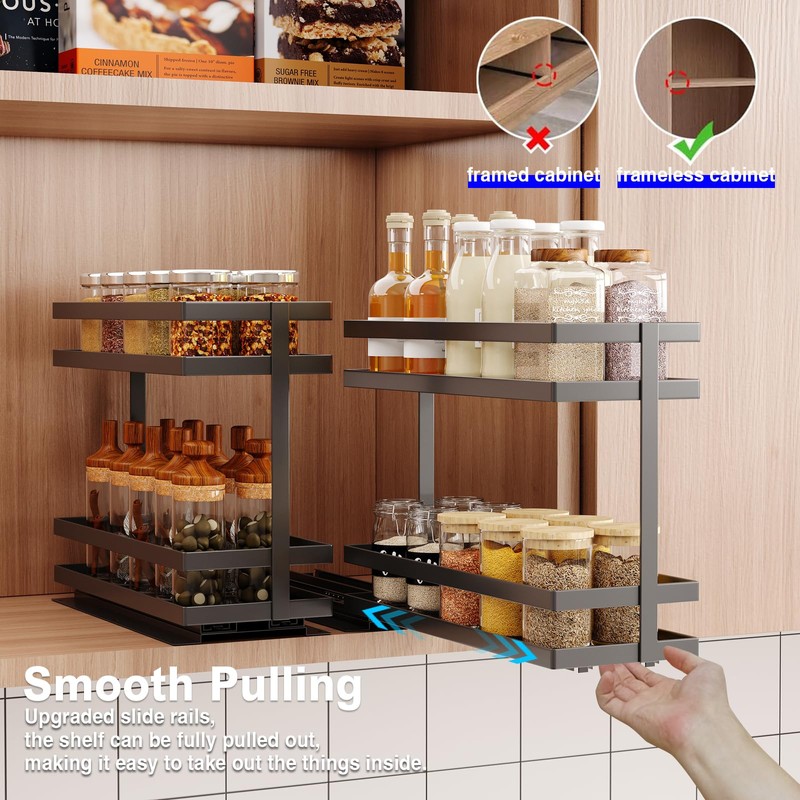 Mustorn 2 Pack Pull Out Spice Rack Organizer for Cabinet,