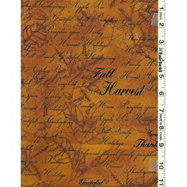 Michael Miller Fabrics Toffee Thanksgiving Words  by Michael Miller Fabrics bty