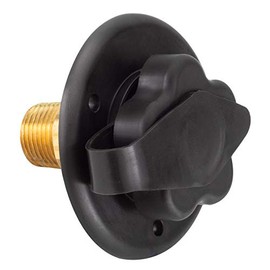 RecPro RV City Water Fill Inlet | Black | Optional Hose Elbow and or Gasket Seal | Flange Brass with Check Valve | Camper | Trailer | Marine (No Hose Elbow, No Seal)