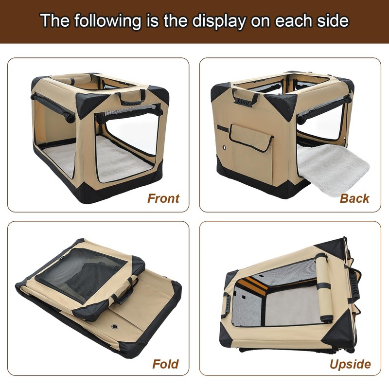 Garnpet Soft Dog Crate for Small Dogs, 4-Door Foldable Collapsible