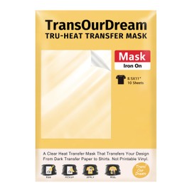 TransOurDream Heat Transfer Mask & Iron on Tape (10 Sheets, 8.5x11")- Iron-On Clear Positioning Film for Dark Transfer Paper & Printable HTV on Shirts