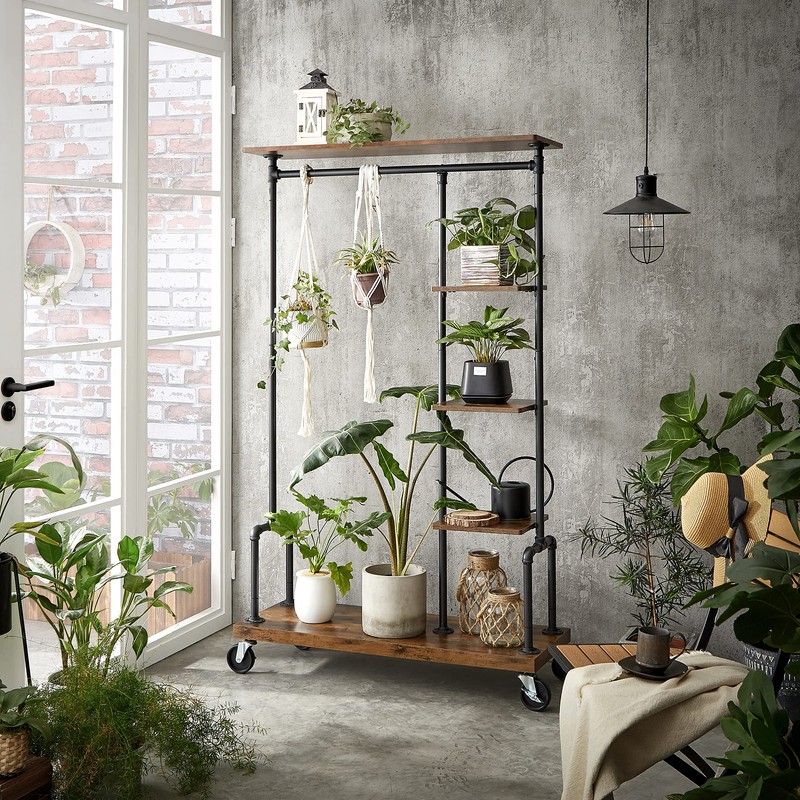 VASAGLE Clothes Rack, Clothing Garment Rack on Wheels, Rolling Clothes