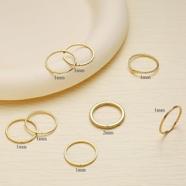 Adramata 8 Pieces Gold Rings for Women Stainless Steel Ring Simple Stackable Ankle Rings 14 Carat Gold-Plated Rings Set Minimalist Finger Ring Boho Rings Thumb Ring Women's Gold Rings Women, Stainless