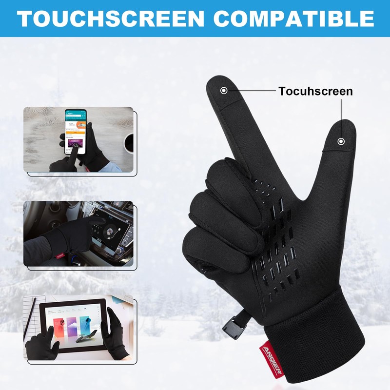 coskefy Winter Gloves, Thermal Touch Screen Running Cycling Gloves Warm