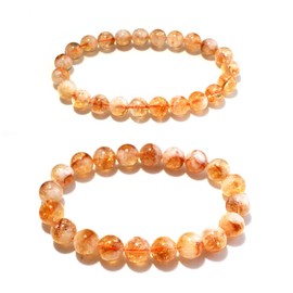 Citrine Bracelets for Women Men:8MM & 10MM | Natural Solar Plexus Chakra Crystal and Gemstones for Bringing Wealth Motivation Self-confidence | Spritual Stretch Jewelry for Couple