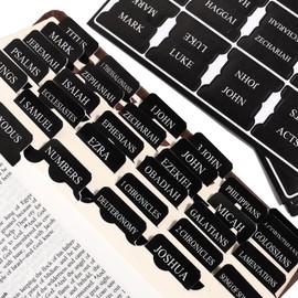 Black Bible Tabs for Men - Paper Index Tabs for Scripture Study & Chapter Markers, 66 Bible Tabs Old and New Testament and 24 Blank Custom Tabs