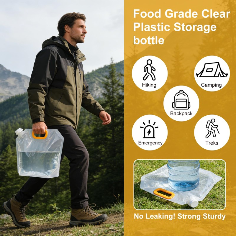 JIABEIUS 24 Pcs 1.3 Gal Collapsible Water Storage Bag, Emergency