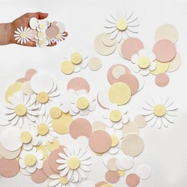 Pack of 100 Daisy Scatter Decoration Spring, Scattered Flowers Decoration, Colourful Flowers Confetti for Table Decoration, Wedding & Birthday, Artificial Daisy Paper Flowers as Party Decoration for