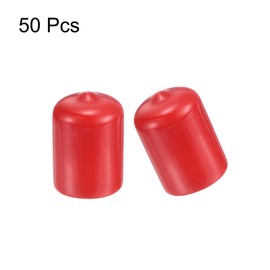 QUARKZMAN Pack of 50 Rubber Caps Rubber End Caps 21 mm ID Rubber Plugs Sealing Cap Vinyl PVC Round Tube Bolt Cap Cover Screw Thread Protective Caps, Red
