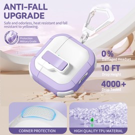 with Safety Lock for AirPods 4th Generation Case 2024, Unique Cute Kawaii AirPod 4 Case with Cleaning Kit and Keychain for Women Men Girls Kids - Purple