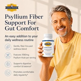 Paratoxil - Daily Gut Cleanse with Psyllium Husk Fiber & Black Walnut for Humans - with Slippery Elm, Aloe, Chlorella & Ginger - Natural & Plant-Based Cleanse - 60 Capsules