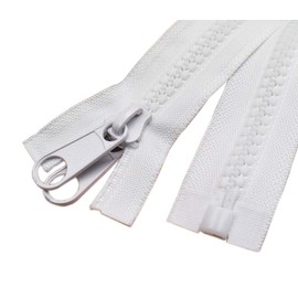 ByaHoGa Pack of 2 152 cm #10 Large Zip Plastic Separable Zip with Double Pull for Tents Cover Sleeping Bag (DP White)