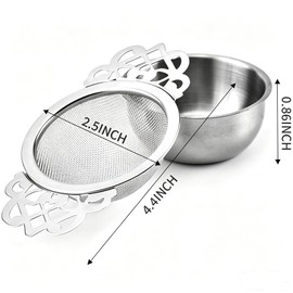 Tea Strainer Stainless Steel, Fine Mesh for Loose Tea with Drip Bowl