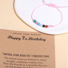 XKUZRWE Natural Crystal Milestone Birthday Bracelet Gifts for Girls Women Adjustable Bracelets Present for Daughter Granddaughter Niece Sister Friends (10 TH - 10th Birthday Color)