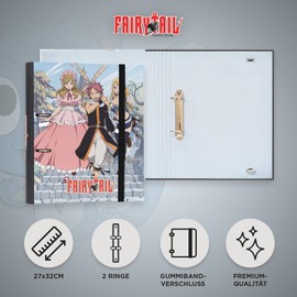 Grupo Erik Ring Binder - Folder A4 Premium Fairy Tail - Manga Lever Arch File 2 Rings - Ring Binder DIN A4 - Folder for Your Documents, School, Training or Study