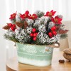 Christmas Artificial Flower Arrangement Centerpiece – Snowy Norfolk Pine with