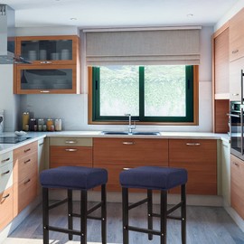 HFCNMY Stool Covers Rectangle,4 Pack Stretch Rectangle Bar Stool Covers Jacquard Vanity Stool Cover Washable Counter Stool Covers Bar Stool Seat Covers Saddle Seat Cover with Elastic Bands Blue