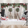 Msocio 10x8ft Polyester Christmas Photography Backdrop Winter White Barn Wood