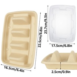 50PACK Disposable Taco Holders with Lid for Party, Premium Paper Taco Plates with Dividers, Fiesta Taco Tray Stands for 3 Tacos, Taco Tuesday Taco Bar Serving Set Holder for Party, Taco Bar