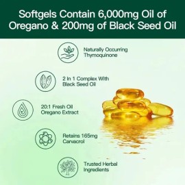 Aceite De Oregano 6000 Mg Con 300 Softgels Sin Sabor                                                                                                  