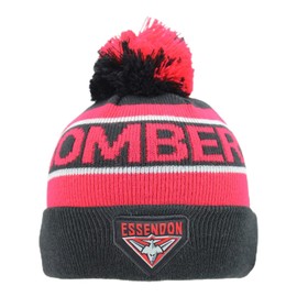 Essendon Bombers AFL Footy Junior Youths Kids Pom Pom Beanie