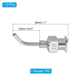 PATIKIL Bent Blunt Tip Dispensing Needle 16G, 12 Pcs 0.5 Inch Stainless Steel Liquid Dispenser Bent Flow Needles with Luer Lock for Refilling Liquid Inks