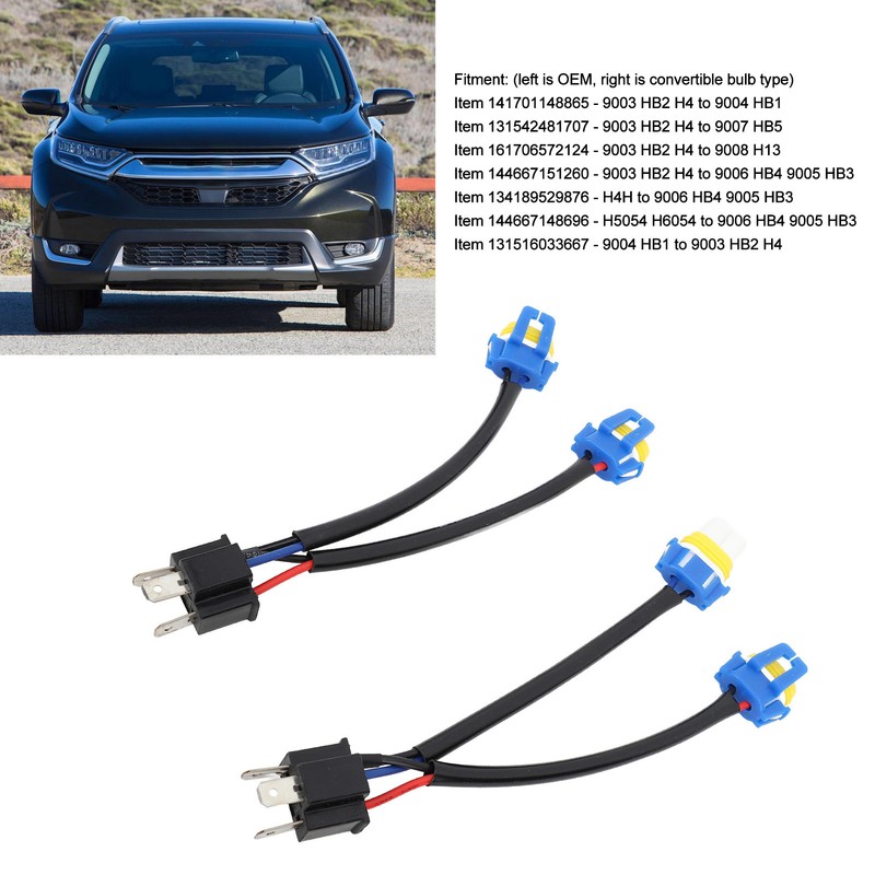 2pcs Headlight Bulb Conversion Wire 9003 H4 TO 9005 9006