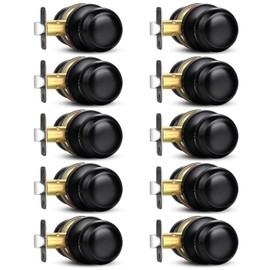 Sopoby Black Door Knob, 10 Pack Round Keyless Doorknobs Interior/Exterior Lockset, Passage Locking Door Knobs for Bedroom/Bathroom, Black Modern Design Door Hardware