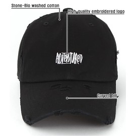 Flipper Gorra de béisbol desgastada con logotipo de aventurero de algodón lavado clásico con agujeros de bala, Negro -, Large-X-Large