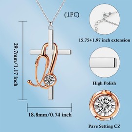 Kinretixia Women's Cross Necklace with Stethoscope, Nurse Gift for Nursing Students, Gifts for Nursing Students