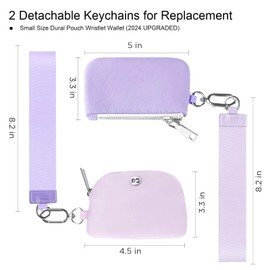 Babysun Zip Around Keychain Wristlet Wallets for Women Dual Pouch Coin Purse with 2 Detachable Keychains Portable Upgrated (Purple)