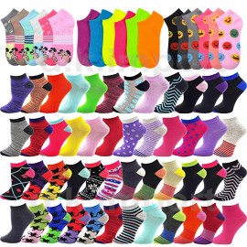 24 Pairs Ankle Socks for Women Girls Bulk Low Cut No Show Assorted Colors 9-11