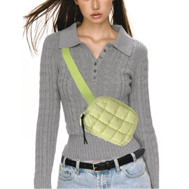 Carfond Quilted Puffer Belt Bag, Everywhere Waist Fanny Packs, Lightweight Crossbody Bag with Adjustable Strap, Yellow