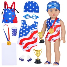 UNICORN ELEMENT 9 Pcs American 18" Doll Clothes Swimsuit Set & Accessories