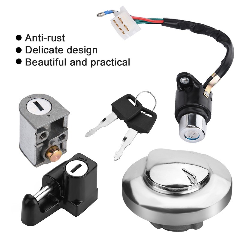Motorcycle Ignition Switch Fuel Gas Cap Seat Lock Keys for