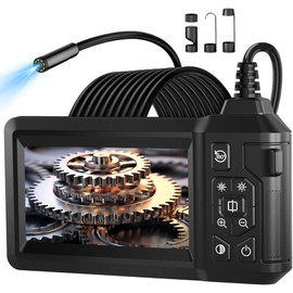 Endoscope Camera with Light, AngKng Inspection Camera 4.3" IPS Screen, 1080P Borescope with 8 LED Light, Handheld IP67 Waterproof Endoscope, 5M Semi-Rigid Cord Borescope for Drain Sewer Pipe