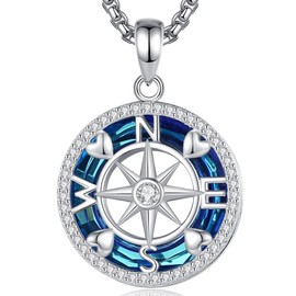 EUDORA Harmony Ball Moon and Star Sun Chain for Women Sterling Silver 925, Pentagram 12 Constellations Sun Luna Necklace Amulet Energy Pendant Jewellery Gift for Women Girls 45 cm, Sterling Silver,