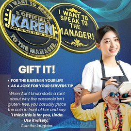 Karen Decision Coin 2-Pack – Funny Double-Sided Challenge Coin for Gifts, Pranks, Stocking Stuffers, Gag Gifts for Coworkers, Flip Coin for Decisions, Novelty Karen Collectible