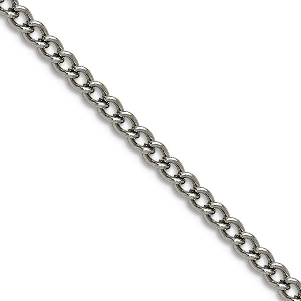 JewelryWeb Stainless Steel Polished 3mm Round Curb Chain Necklace 18